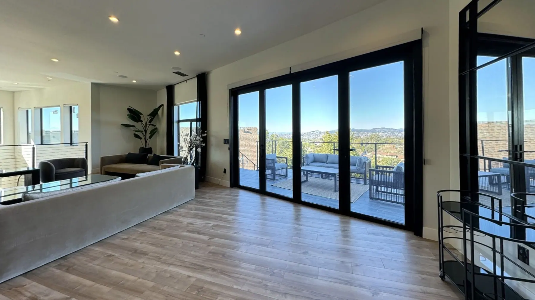 Living room and balcony of the Hayward home